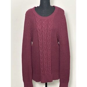 Nautica Women's Chucky Cable Sweater Burgundy‎ Maroon Size XL